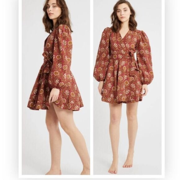 NWT Mille Nan Wrap Dress in Cinnabar Medium $298 - Picture 8 of 9